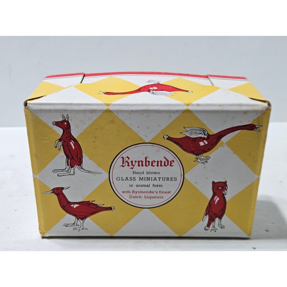 Vintage BOX ONLY Hand Blown Glass Miniatures Box Rynbende Dutch Liqueurs Animal